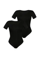 Bielizna nocna - 2 Pack Body Damskie Z Krótkim Rękawem Shirty Czarny - miniaturka - grafika 1