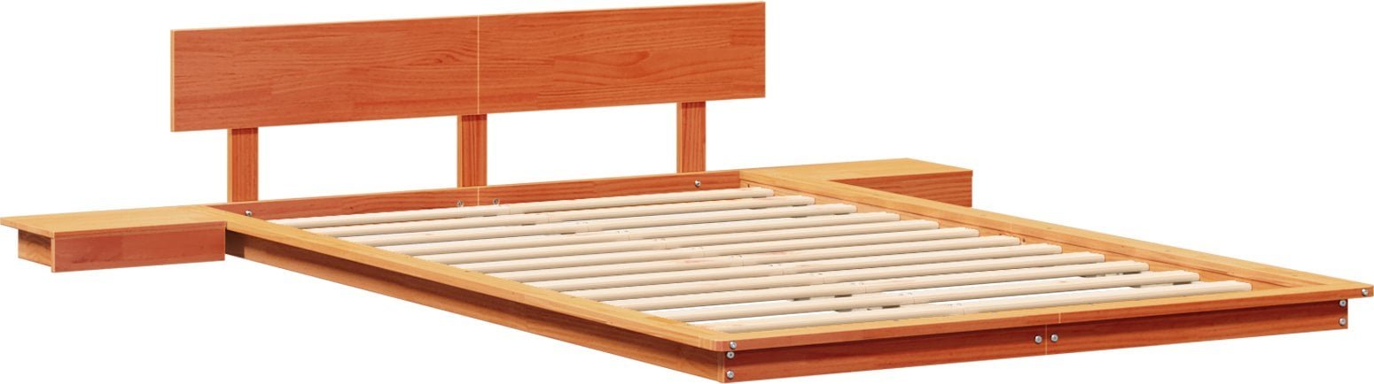 vidaXL Rama Łóżka z Stolikami Nocnymi Woskowany Brązowy 140x190cm Lite Drewno