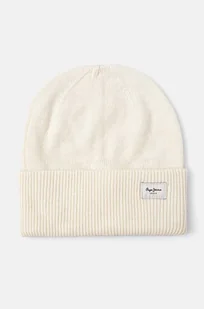 Pepe Jeans czapka z domieszką wełny YELA HAT kolor beżowy z cienkiej dzianiny PL040360 - Czapki damskie - miniaturka - grafika 1