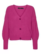Swetry damskie - VERO MODA Damski kardigan Vmlea Ls V-Neck Cuff Noos, różowy, XS - miniaturka - grafika 1