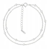 Bransoletki - SREBRNA BRANSOLETKA NA NOGĘ PODWÓJNA KULKI STAL CHIRURGICZNA 316L - miniaturka - grafika 1