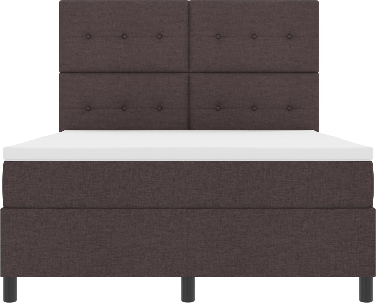 vidaXL Łóżko sprężynowe z materacem i LED - Ciemnobrązowe - 140 x 200 cm - Tkanina