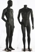 Manekiny wystawowe - Eurotondisplay LM2-8 abstrakcyjny czarny matowy lakierowany manekin męski w kolorze czarnym nos i usta formowany manekin męski czarny - miniaturka - grafika 1