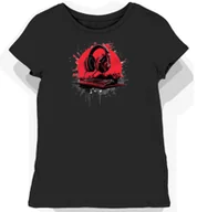 Koszulki i topy damskie - Koszulka damska czarna z nadrukiem czerwonego mikrofonu XXL - miniaturka - grafika 1