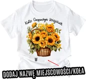 Koszulki i topy damskie - koszulki dla koła gospodyń wiejskich ze słonecznikami w koszu - miniaturka - grafika 1