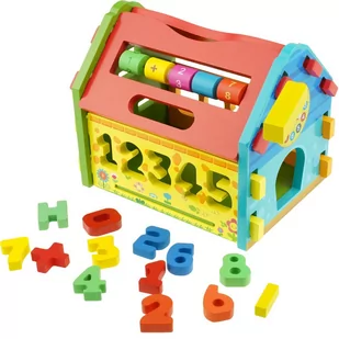 Drewniany sorter domek wielofunkcyjny klocki kształty - Sortery dla dzieci - miniaturka - grafika 1