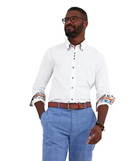 Koszule męskie - Joe Browns Klasyczna Biała Inteligentna Koszula Z Długim Rękawem Z Długim Rękawem Z Podwójnym Kołnierzem Peekaboo Koszula Męska, Biały, S - grafika 1