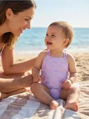 Stroje kąpielowe dla dziewczynek - Sinsay - Kostium kąpielowy z błyszczącymi motylkami - fioletowy - miniaturka - grafika 1