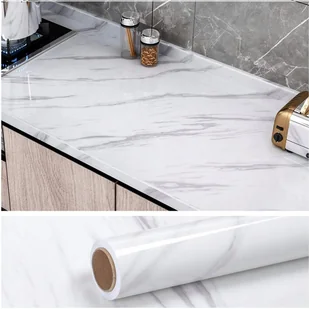 SAMOPRZYLEPNA MEBLOWA OKLEINA NA MEBLE FOLIA BIAŁY MARMUR 60cm x 10m - Meble modułowe i akcesoria - miniaturka - grafika 1
