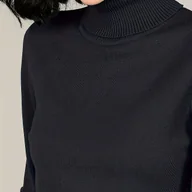 Swetry damskie - TEMU Elegancki sweter damski z wysokim dekoltem - bluzka z długim rękawem i stójką, elastyczna sylwetka w linii H, ciepły, jednolity na jesień/zimę - miniaturka - grafika 1