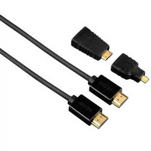 Hama 54561 Kabel HDMI, 1,5m + 2 adaptery HDMI, (C/D) 54561 - Adaptery i przejściówki - miniaturka - grafika 1