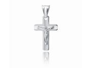 Wisiorki - Valerio.pl Delikatny rodowany srebrny diamentowany krzyżyk krzyż z wizerunkiem Chrystusa srebro 925 KD155 KD155 - miniaturka - grafika 1