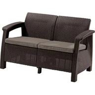 Sofy ogrodowe - Allibert Sofa Corfu Love Seat Brązowy - miniaturka - grafika 1
