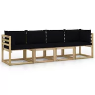 Sofy ogrodowe - VidaXL Ogrodowa sofa 4-os. z czarnymi poduszkami 3065149 - miniaturka - grafika 1