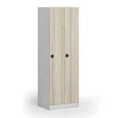 Szafki BHP - Szafka ubraniowa, 2-drzwiowa, 1850 x 600 x 500 mm, zamek kodowy, drzwi laminowane, dąb naturalny - miniaturka - grafika 1