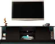 Szafki RTV - MEGSTYL SZAFKA RTV 155CM Z LISTWĄ LED - EFECTO 6 Czarny mat - Czarny połysk - miniaturka - grafika 1