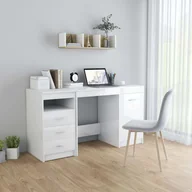 Biurka - Biurko, białe z połyskiem 140x50x76 cm, materiał drewnopochodny - miniaturka - grafika 1