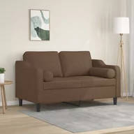 Sofy i kanapy - vidaXL 2-osobowa sofa z poduszkami, brązowa, 120 cm, tkanina - miniaturka - grafika 1