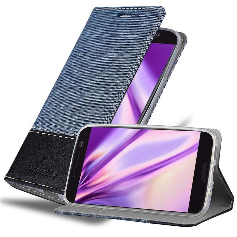 Cadorabo Etui do HTC 10 (One M10) w kolorze CZARNY NIEBIESKI CZARNY Etui na telefon komórkowy z magnetycznym zamknięciem, funkcją podstawki i miejscem na kartę Etui Etui ochronne Etui z klapką w stylu książki