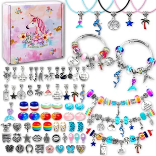 Kreatywny Zestaw Koraliki do Robienia Bransoletek Biżuterii Sznurki Ozdoby na Prezent - Prace ręczne dla dzieci - miniaturka - grafika 1