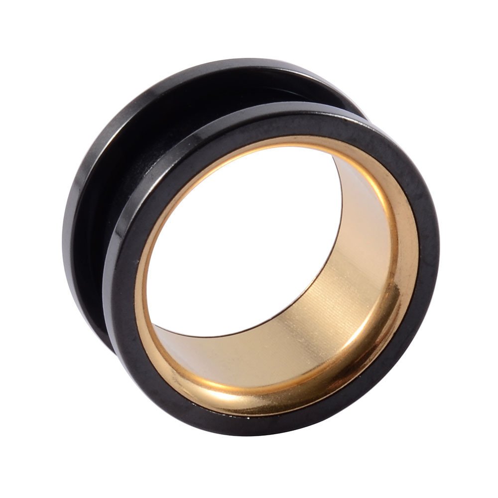TUNEL Klasyczny odkręcany Stal Ch. 316L Czarno-złoty Metal Plug r. 10mm