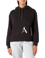 Bluzy damskie - Armani Exchange Damska bluza z kapturem, kieszenie, logo na przodzie, X-RAY, bardzo duża - miniaturka - grafika 1