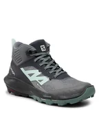 Buty trekkingowe damskie - Salomon Trekkingi Outpulse Mid Gtx W GORE-TEX 470672 20 V0 Szary - miniaturka - grafika 1