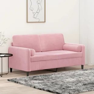 vidaXL 2-osobowa sofa z poduszkami, różowa, 140 cm, aksamit - Sofy i kanapy - miniaturka - grafika 1