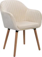 Krzesła - Bukkitbow - aksamitne krzesło do jadalni - z solidnymi drewnianymi nogami - ergonomiczna konstrukcja - wysokość siedziska: 44 cm - kremowy/biały - miniaturka - grafika 1