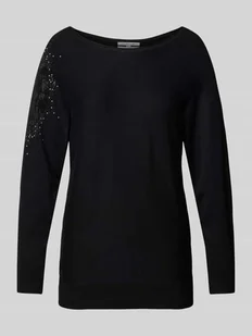 Sweter z dzianiny z obszyciem ozdobnymi kamieniami model ‘LESLIE’ - Swetry damskie - miniaturka - grafika 1