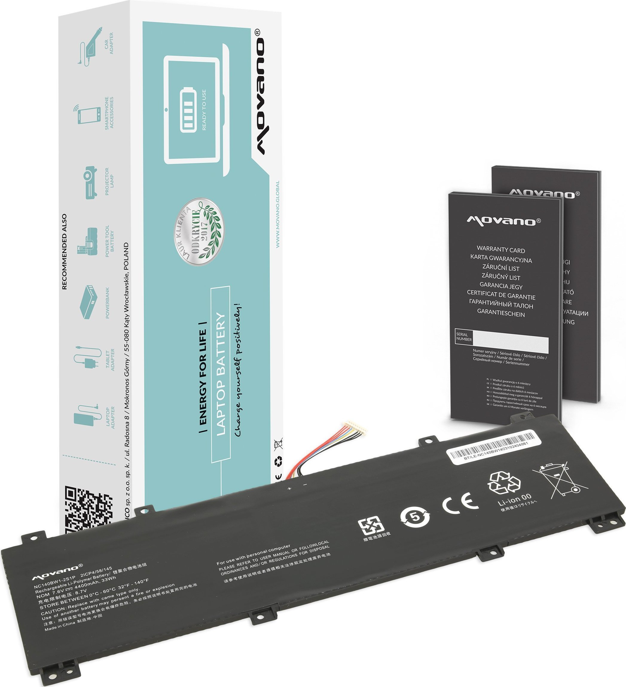 Bateria Movano Bateria NC140BW1-2S1P 0813002 do Lenovo IdeaPad 100S-14IBR 14