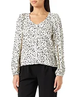 Bluzki damskie - Vila Damska bluzka VIFINI V-Neck L/S TOP/SU-NOOS, brzoza/AOP:DOLMA, 36, Birch/Aop:dolma, 36 - miniaturka - grafika 1