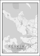Plakaty - Galeria Plakatu, Plakat, Reykjavik Mapa Czarno Biała, 21x29,7 cm - miniaturka - grafika 1