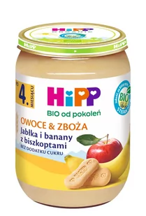 Hipp BIO Owoce & Zboża Jabłka i banany z biszkoptami 4m+) 190 g - Dania dla dzieci - miniaturka - grafika 1
