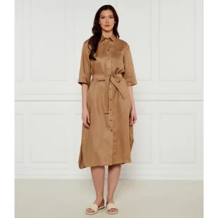 Max Mara Leisure Lniana sukienka z paskiem NOCINO - Sukienki - miniaturka - grafika 1