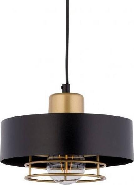 Lampa wisząca Sigma LAMPA wisząca POKER 32060 Sigma loftowa OPRAWA okrągły ZWIS metalowy czarny złoty