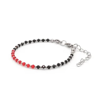 Bransoletka Czarny Turmalin, Czerwony Spinel - kamienie naturalne 15,5-19,5cm KAM660 stal chir. - Bransoletki - miniaturka - grafika 1