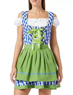 Dirndline Damska tradycyjna sukienka mini dirndl na specjalne okazje, Niebieski/zielony/biały., L - Sukienki - miniaturka - grafika 1