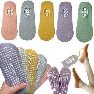 SKARPETKI DO TAŃCA JOGI SKARPETKI PILATES ANTYPOŚLIZGOWE ZESTAW 5 PAR - Skarpetki damskie - miniaturka - grafika 1