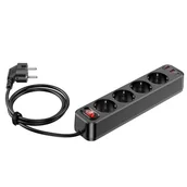 Listwy zasilające - HOCO listwa zasilająca 4-gniazdowa + 2 x USB QC3.0 18W + Typ C PD 20W Aura NS1 czarna - miniaturka - grafika 1