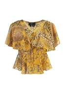 Bluzki damskie - faina Damska bluzka 19527013, żółta, M, żółty, M - miniaturka - grafika 1