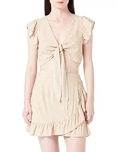 VERO MODA Damska spódnica Vmmymilo Hw Mini Skirt WVN Ga Rock, Irlandzki krem/Aop: śnieżnobiałe kropki, S - Spódnice - miniaturka - grafika 1