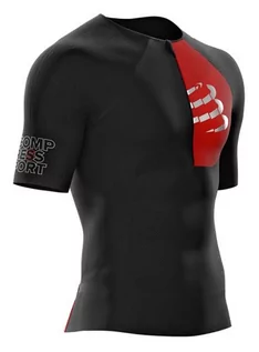 Koszulki sportowe męskie - COMPRESSPORT Triathlonowa koszulka kompresyjna TRIATHLON POSTURAL AERO TOP czarna - grafika 1