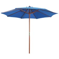 Parasole ogrodowe - Parasol ogrodowy na drewnianym słupku, 300x258 cm, niebieski - miniaturka - grafika 1