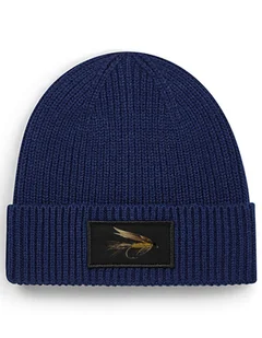Czapka zimowa beanie wędkarska dla wędkarza na ryby na prezent "March Brown" Granatowy - Czapki damskie - miniaturka - grafika 1
