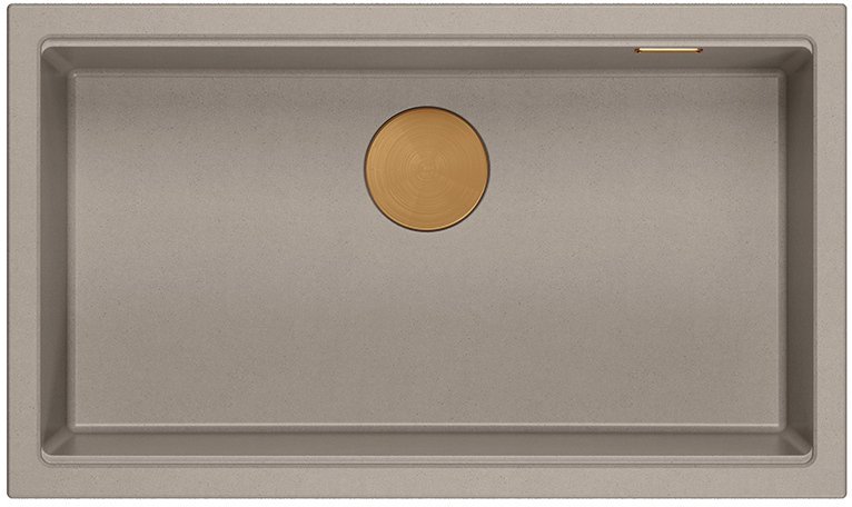 QUADRON Zlewozmywak GraniteQ LOGAN 110 soft taupe 76x45x23,5 cm 1-komorowy wpuszczany z syfonem manualnym miedziany