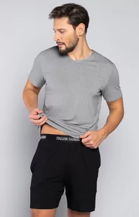 Dallas piżama męska kr.kr., Kolor szary melanż-czarny, Rozmiar S, Italian Fashion - Intymna - Piżamy męskie - miniaturka - grafika 1