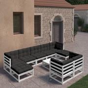 Meble ogrodowe - vidaXL Lumarko 10-cz. zestaw wypoczynkowy do ogrodu, z poduszkami, biały 3077160 - miniaturka - grafika 1