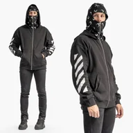 Bluzy męskie - Bluza Rozpinana Męska Z Kapturem i Kominiarką Czarna Plus Eighteen FR-7602 L Czarny - miniaturka - grafika 1