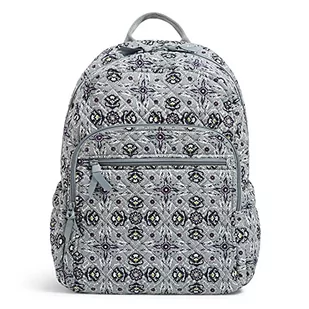 Vera Bradley Damski plecak z recyklingu bawełna kampus torba na książki, Szary - Plaza Tile - Rozmiar Uniwersalny - Torebki damskie - miniaturka - grafika 1